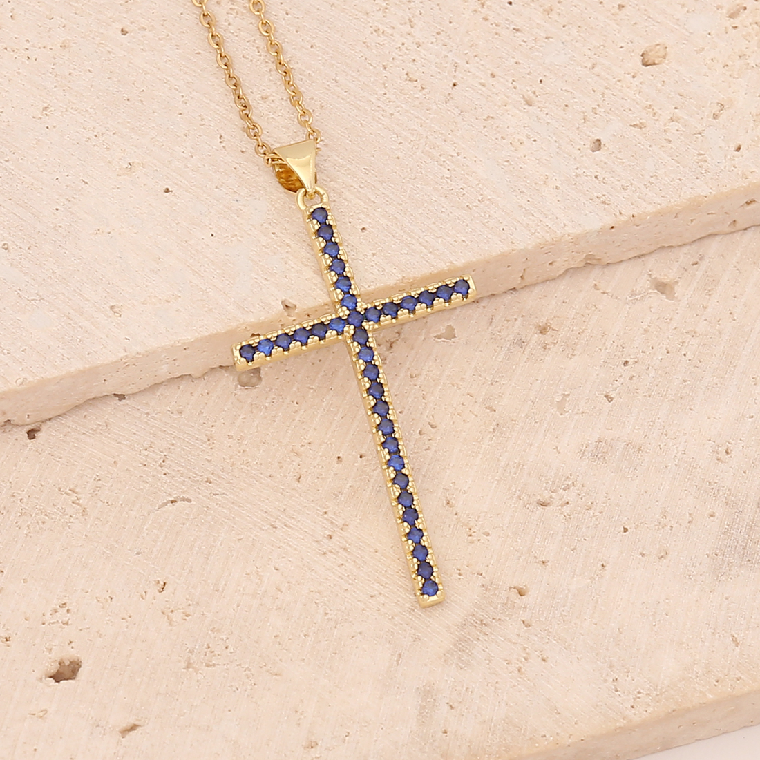 Fashion Cross Stainless Steel Copper Pendant Necklace Inlay Zircon Stainless Steel Necklacespicture9