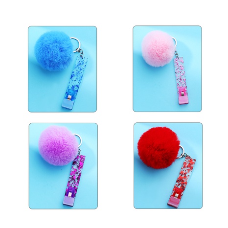 Simple Style Rectangle Alloy Pom Poms Keychain 1 Piece's discount tags