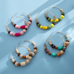 Ethnischer Stil Farbblock Holz Perlen Ohrringe 1 Paar