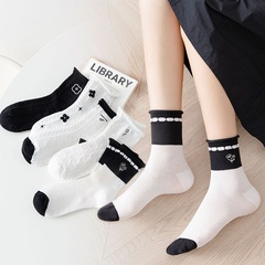 Koreanische Art Farbblock Baumwolle Drucken Socken