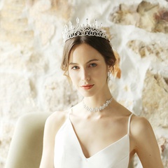 Hot Selling Mode Braut Kopfschmuck Retro Kristall Säule Perle große Krone Kopfhaar