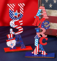 New Independence Day Decorations Wooden Letter Faceless Dwarf Ornaments