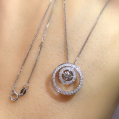 Fashion Circle Copper Necklace Plating Artificial Diamond Copper Necklaces