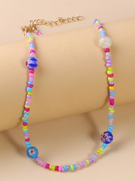 Bohemian Flower Synthetic Resin Beaded Glass Necklace 1 Piece's discount tags