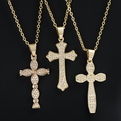 Glam Cross Copper Necklace Inlay Zircon Copper Necklaces