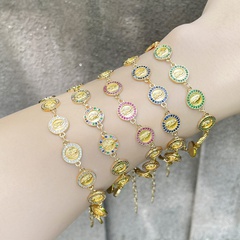 Mode Jungfrau Maria Kupfer Armbänder Spleißen Vergoldet Zirkon Kupfer Armbänder