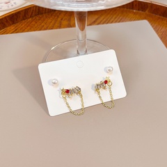 Fashion Star Tassel Alloy Inlay Artificial Pearls Rhinestone Earrings