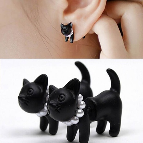 Cute Cat Alloy Plating Artificial Pearls Ear Studs 1 Piece's discount tags