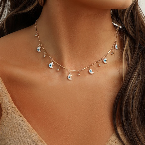 Moda Luna Ojo Cobre Collar Diamante De Imitación Collares de cobre's discount tags