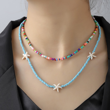 Bohemian Starfish Resin Beaded Layered Necklaces's discount tags