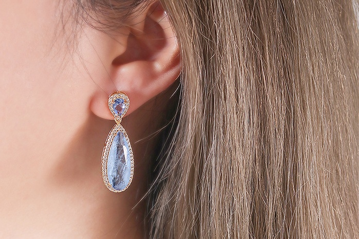 Fashion Water Droplets Copper Earrings Plating Zircon Copper Earrings's discount tags