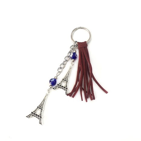 Retro Eiffel Tower Eye Suede Metal Tassel Keychain 1 Piece's discount tags