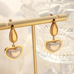 Französische Art Herzform Titan Stahl Ohrringe Perlen Edelstahl Ohrringe