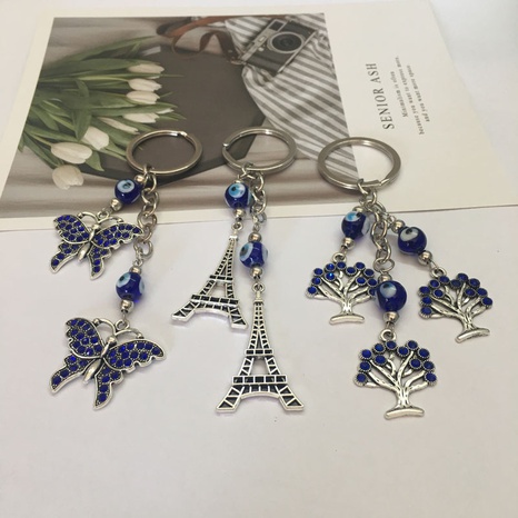 Retro Tree Butterfly Elephant Metal Plating Artificial Rhinestones Keychain 1 Piece's discount tags