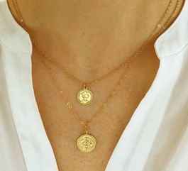 New coin double pendant necklace seal head clavicle chain