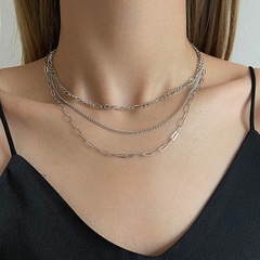 Simple Style Solid Color Alloy Layered Chain Layered Necklaces 3 Pieces