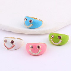 Fashion Smiley Face Copper Open Ring Inlay Resin Copper Rings