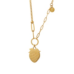 INS-Stil Erdbeere Titan Stahl Vergoldet Halskette Mit Anhänger Überzug Vergoldet Edelstahl Halsketten