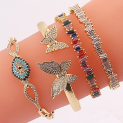 Fashion Devil'S Eye Butterfly Copper Bangle Inlay Zircon Copper Bracelets