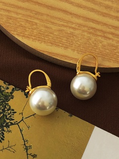 Retro Geometric Copper Hoop Earrings Plating Artificial Pearls Copper Earrings