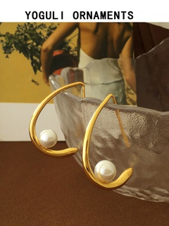 Sweet Geometric Imitation Pearl Copper Earrings Plating Copper Earrings
