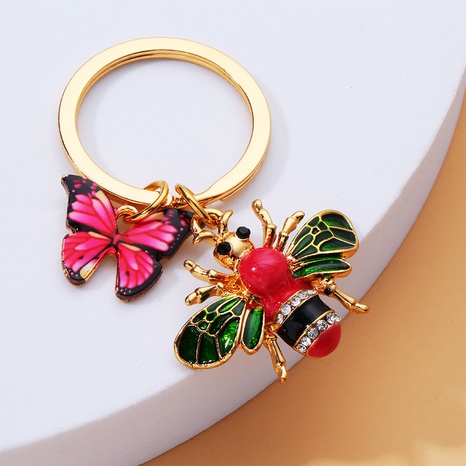 Cute Cartoon Character Bee Butterfly Alloy Chain Inlay Rhinestone Keychain's discount tags