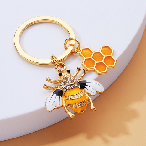 Cute Cactus Sunflower Bee Alloy Stoving Varnish Plating Rhinestone Keychain's discount tags
