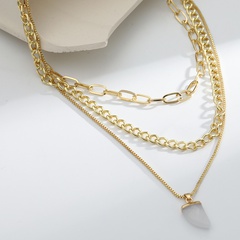 Fashion Geometric Alloy Layered Natural Stone Pendant Necklace