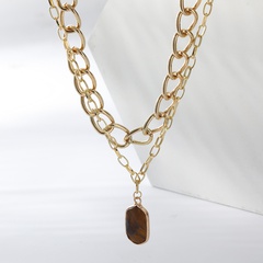 Fashion Geometric Alloy Plating Natural Stone Pendant Necklace