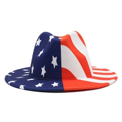 Unisex Casual American Flag Printing Wide Eaves Felt hat