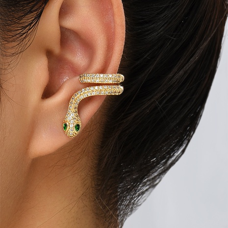 Fashion Snake Copper Ear clips Plating Zircon Copper Earrings's discount tags