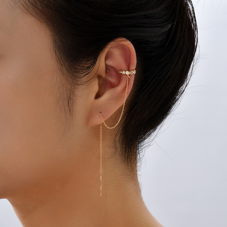 Fashion C Shape Tassel Copper Drop Earrings Plating Zircon Copper Earrings's discount tags