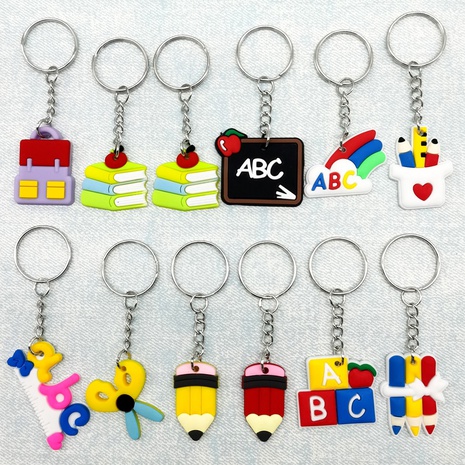 Cute Book Scissors Letter PVC Epoxy Keychain 1 Piece's discount tags