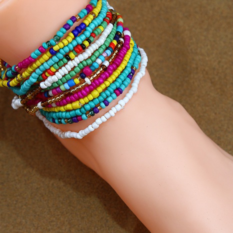 Fashion Color Block Glass Beaded Anklet's discount tags
