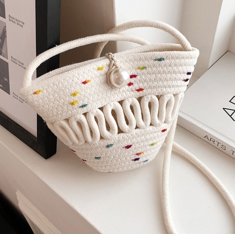 Cute Solid Color Pearl Braid Bucket Crossbody Bag's discount tags