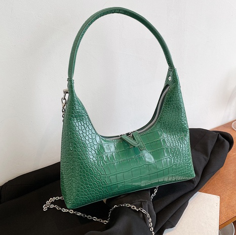 Fashion Solid Color Crocodile Square Zipper Underarm Bag's discount tags