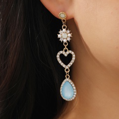 Sweet Heart Shape Alloy Artificial Rhinestones Artificial Pearls Drop Earrings