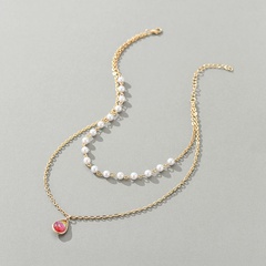 Simple Style Water Droplets Imitation Pearl Alloy Layered Pendant Necklace
