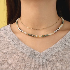 Mode Geometrisch Gemischte Materialien Kupfer Halskette Perlen Naturstein Kupfer Halsketten