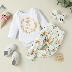 Fashion Letter Flower Cotton Printing Pants Sets Baby Clothes
