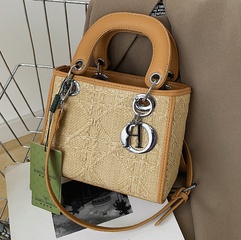 Vintage Style Solid Color Square Magnetic Buckle Diana Bag