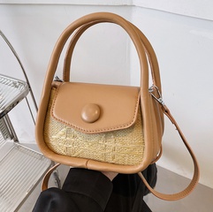 Fashion Solid Color Square Magnetic Buckle Straw Bag