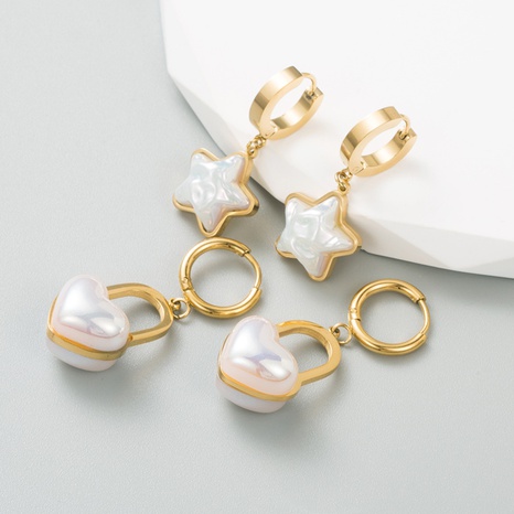 Mode Geometrisch Titan Stahl Ohrringe Überzug Künstliche Perlen Edelstahl Ohrringe's discount tags
