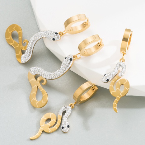 Fashion Snake Titanium Steel Earrings Plating Artificial Gemstones Stainless Steel Earrings's discount tags