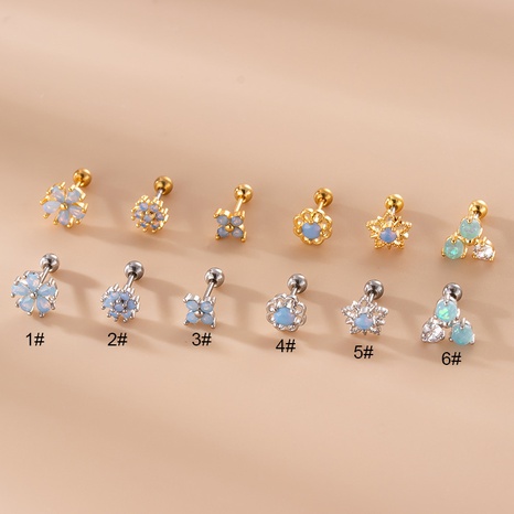 Fashion Star Flower Stainless Steel Ear Studs Inlaid Zircon Stainless Steel Earrings 1 Piece's discount tags