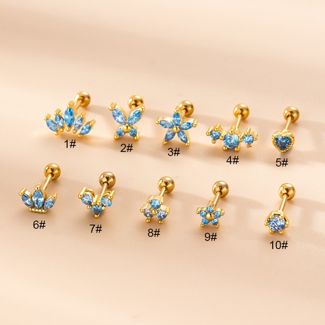 Fashion Crown Flower Stainless Steel Ear Studs Plating Zircon Stainless Steel Earrings 1 Piece's discount tags