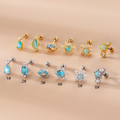 Fashion Geometric Water Droplets Metal Inlaid Zircon Ear Studs 1 Piece's discount tags