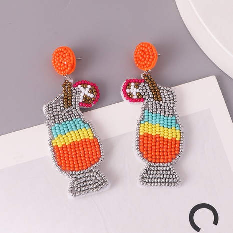 Fashion Wine Glass Resin Beaded Drop Earrings's discount tags