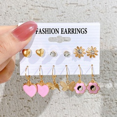 Fashion Heart Shape Butterfly Alloy Plating Rhinestones Earrings