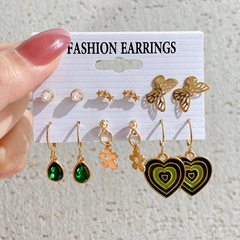 Fashion Heart Shape Butterfly Alloy Plating Rhinestones Earrings